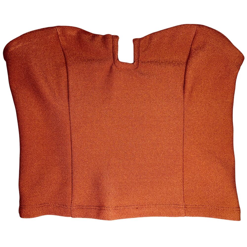 Abercrombie & Fitch Brown Notch Neck Strapless Corset Tube Top Crop Top Size XS
